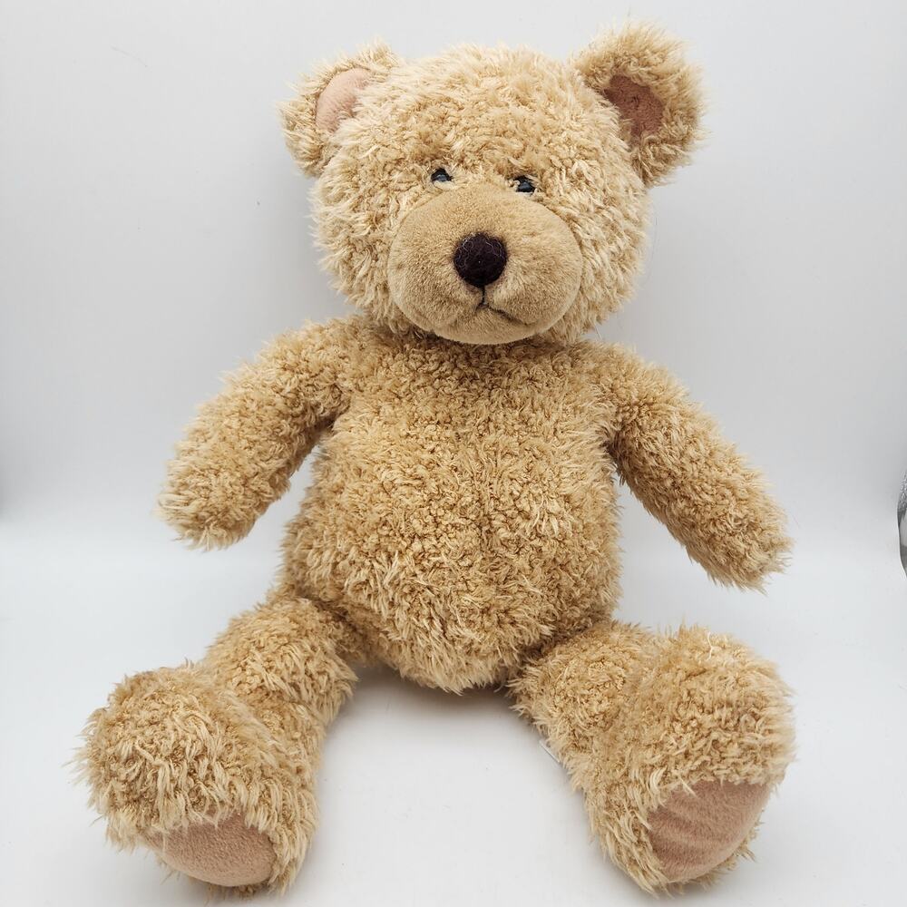 Goffa Tan Teddy Bear Plush Toy 15″ Shaggy Fur Flat Tail Hard Eyes Stitched Nose